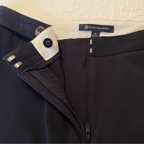Brooks Brothers Navy Cotton Blend Straight Leg Pants - 14 - Picture 6 of 12